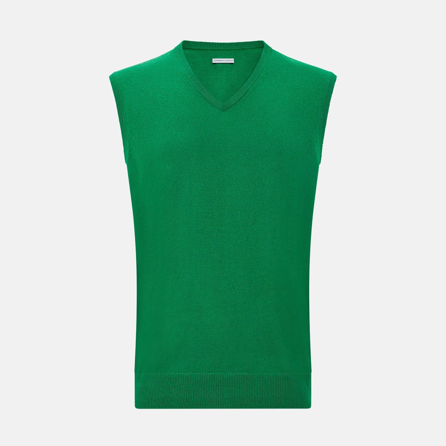 Grass Green Cashmere V Neck Vest