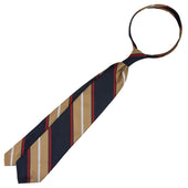 Repp Stripe Silk Tie Beige Red Hand Rolled
