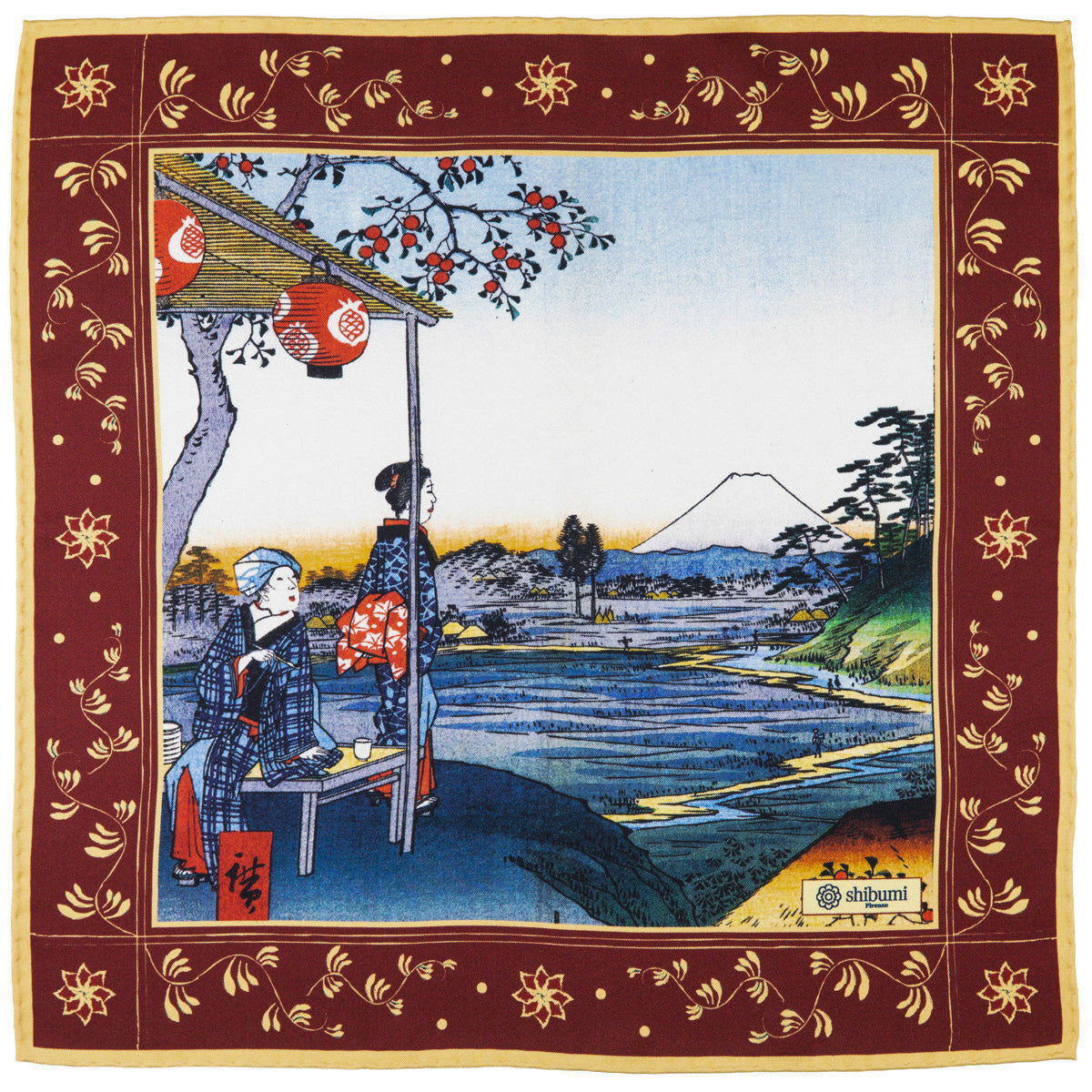 Ukiyo E Silk Pocket Square Tsukanoma 40x40cm