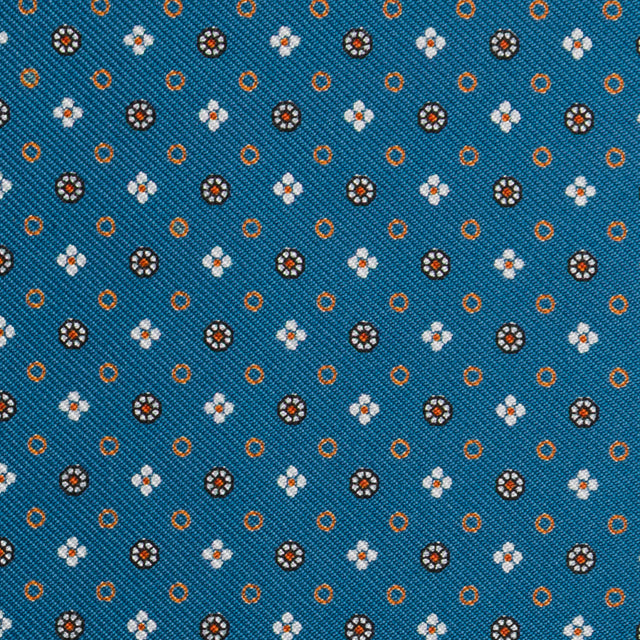 Floral Printed Silk Bespoke Tie - Steel Blue