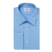 Classic Fit Swiss Poplin Double Cuff Shirt in Cornflower