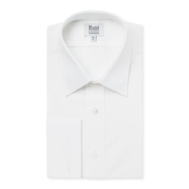 Classic Fit Swiss Poplin Double Cuff Shirt in White