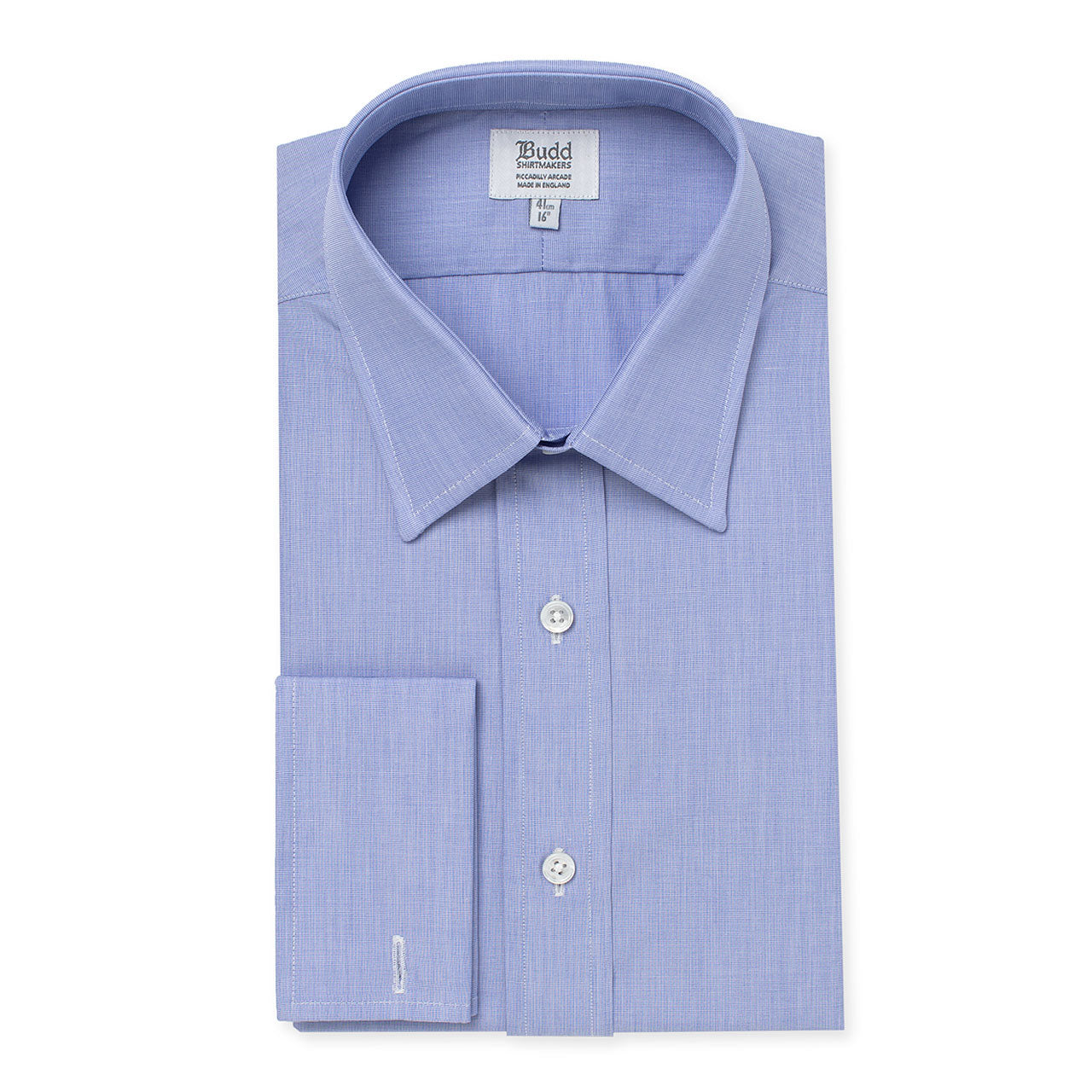 Classic Fit Plain End On End Double Cuff Shirt In