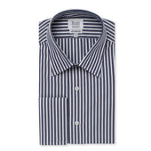 Classic Fit Exclusive Budd Stripe Double Cuff Shirt in Navy