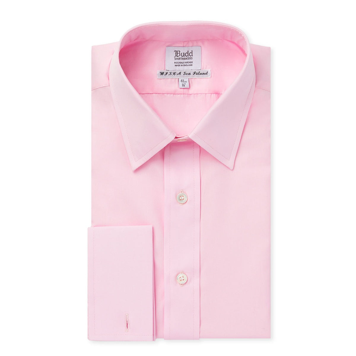Classic Fit Plain Sea Island Cotton Double Cuff Shirt In Pink