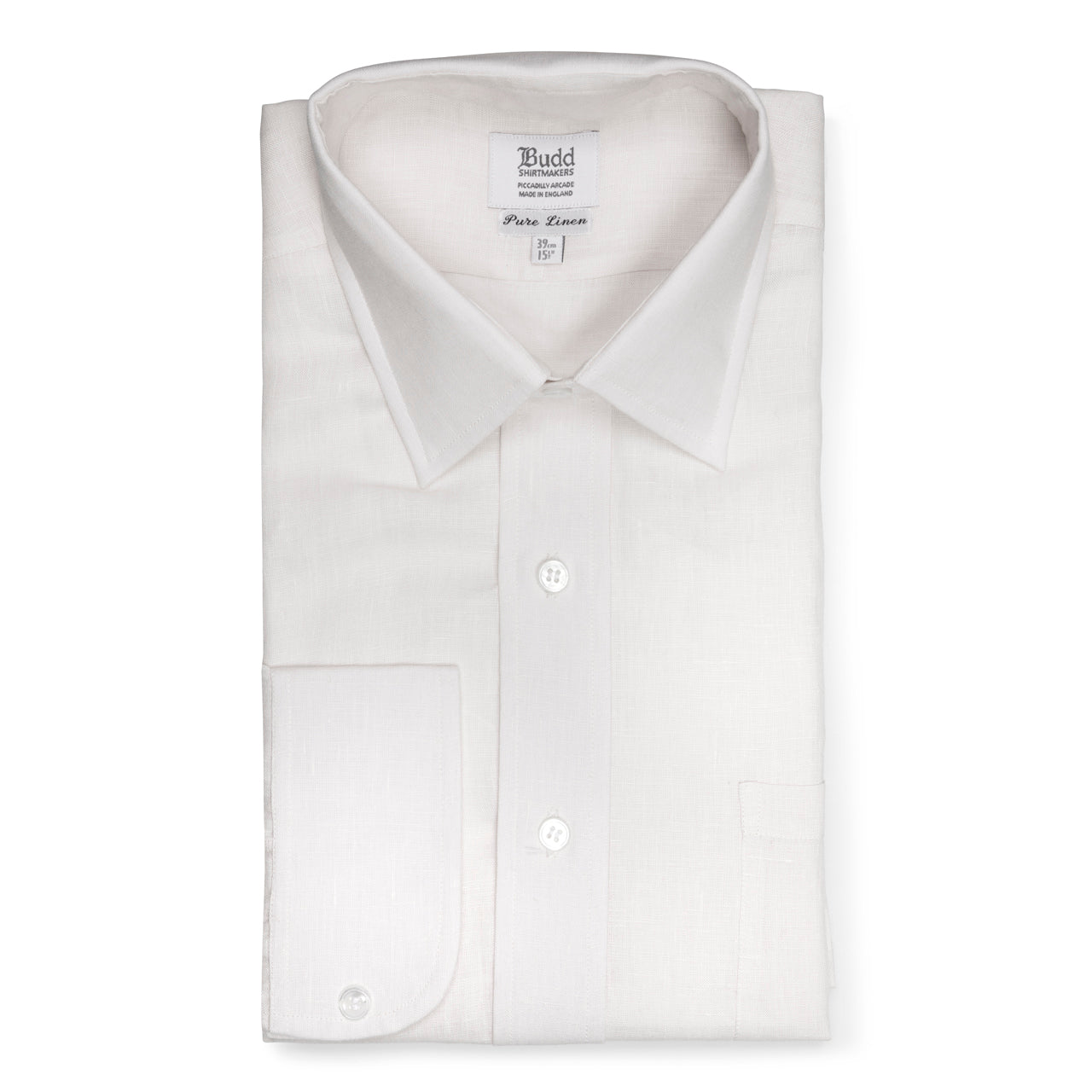 Classic Fit Plain Linen Button Cuff Shirt In