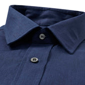 Classic Fit Plain Linen Button Cuff Shirt In