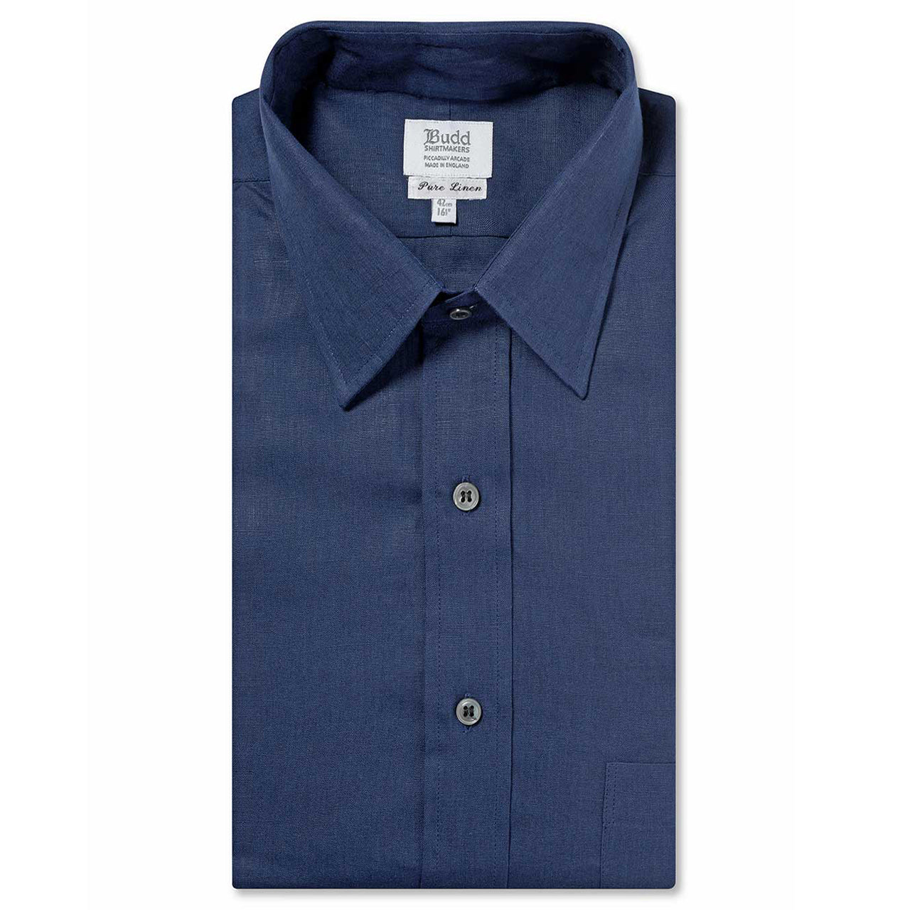 Classic Fit Plain Linen Button Cuff Shirt In