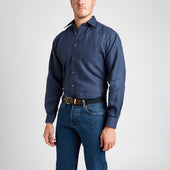 Classic Fit Plain Linen Button Cuff Shirt In