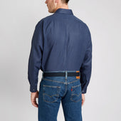 Classic Fit Plain Linen Button Cuff Shirt In