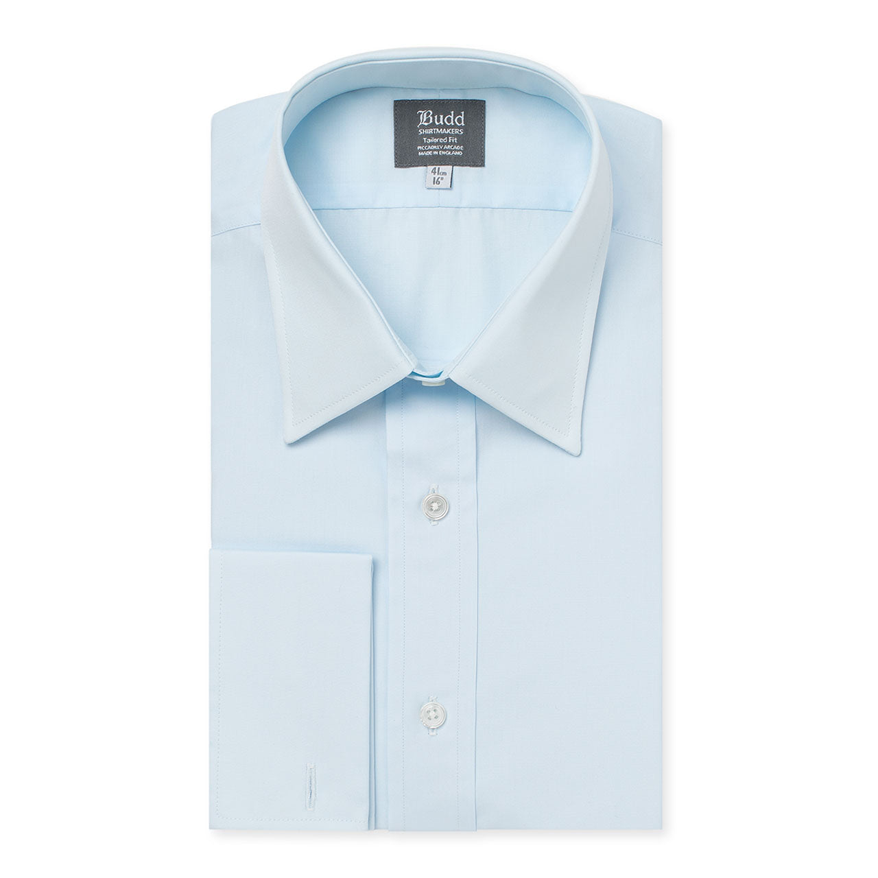 Tailored Fit Plain Poplin Double Cuff Shirt In