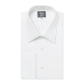 Tailored Fit Plain Poplin Double Cuff Shirt in White