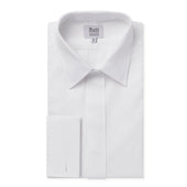 Classic Fit Fly Front Double Cuff Dress Shirt in White