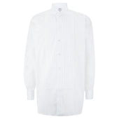 Classic Fit Wing Collar Hand Pleated Double Cuff Dress Shirt In