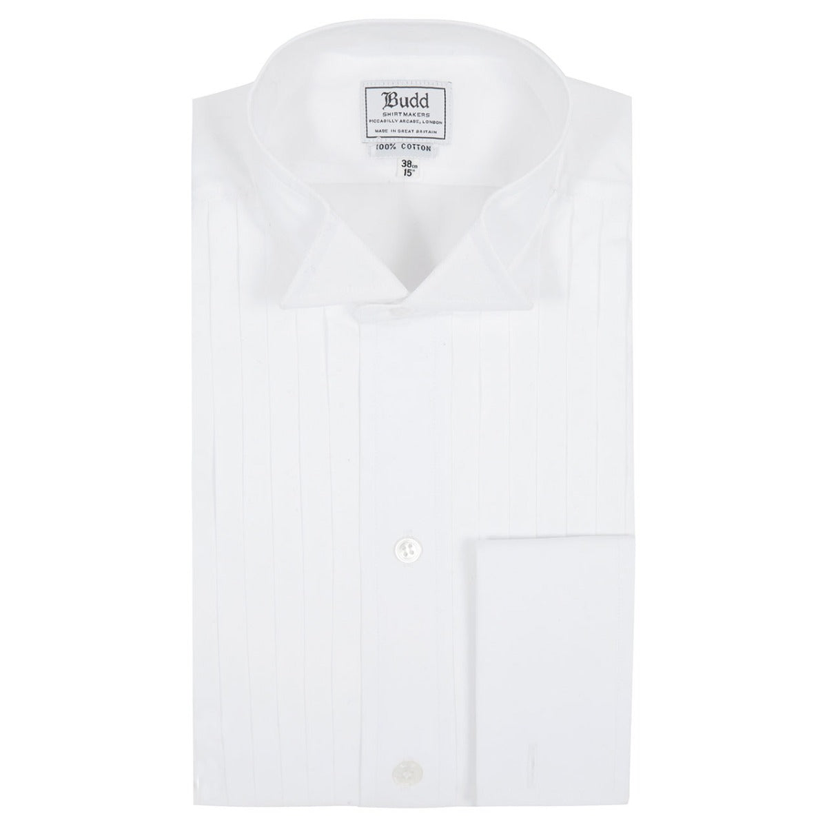 Classic Fit Wing Collar Hand Pleated Double Cuff Dress Shirt In