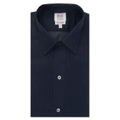 Classic Fit Hand Pleated Voile Double Cuff Dress Shirt in Navy