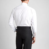 Classic Fit Plain Neckband Poplin Double Cuff Shirt In