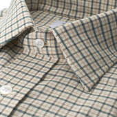 Classic Fit Fife Check Brushed Cotton Button Cuff Shirt In Green