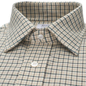 Classic Fit Fife Check Brushed Cotton Button Cuff Shirt In Green