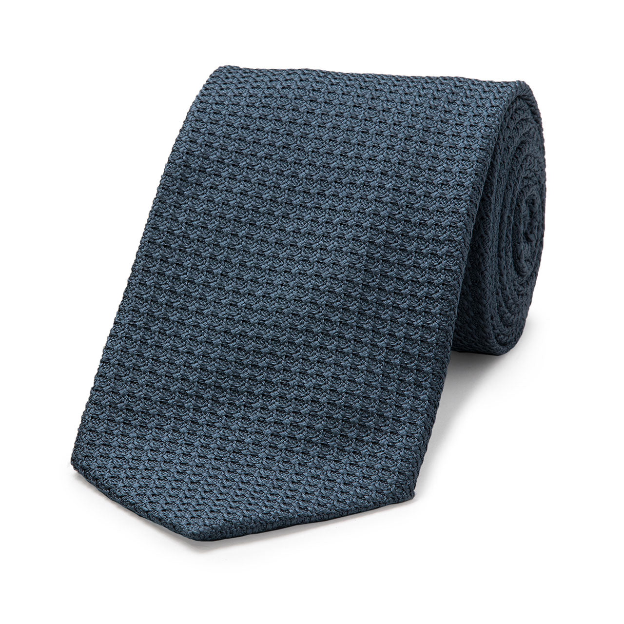 Plain Silk Grenadine Tie In Airforce