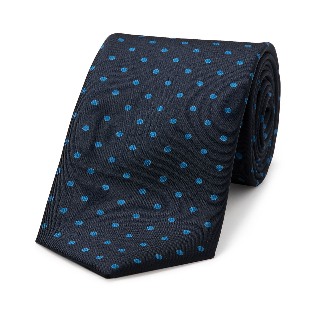 Medium Spot Silk Tie In And Blue