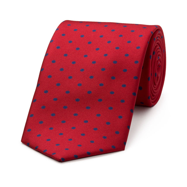 Medium Spot Silk Tie in Red and Blue