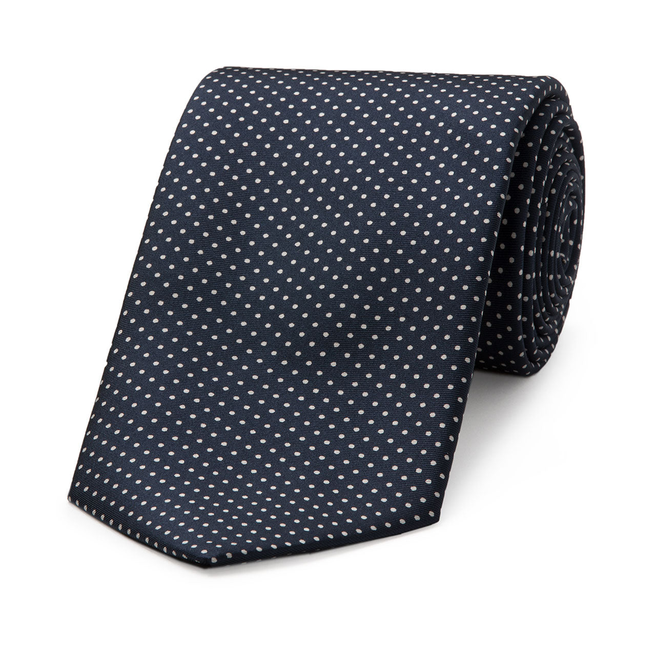 Small Spot Silk Tie In And White