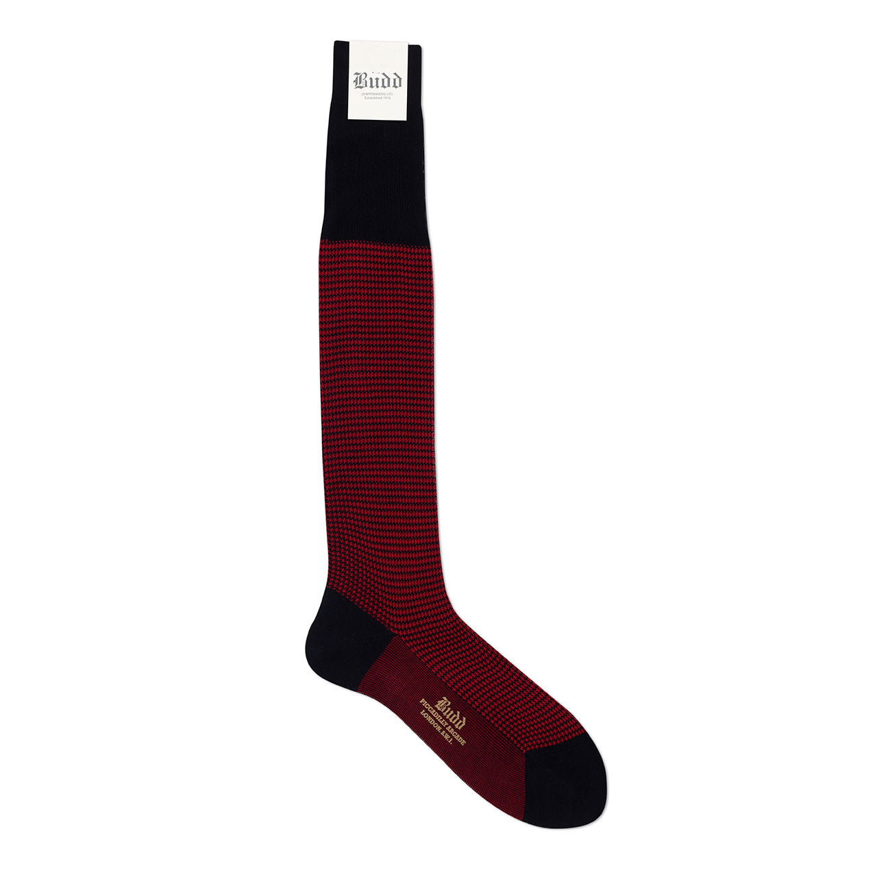 Dogtooth Cotton Long Socks In And Red