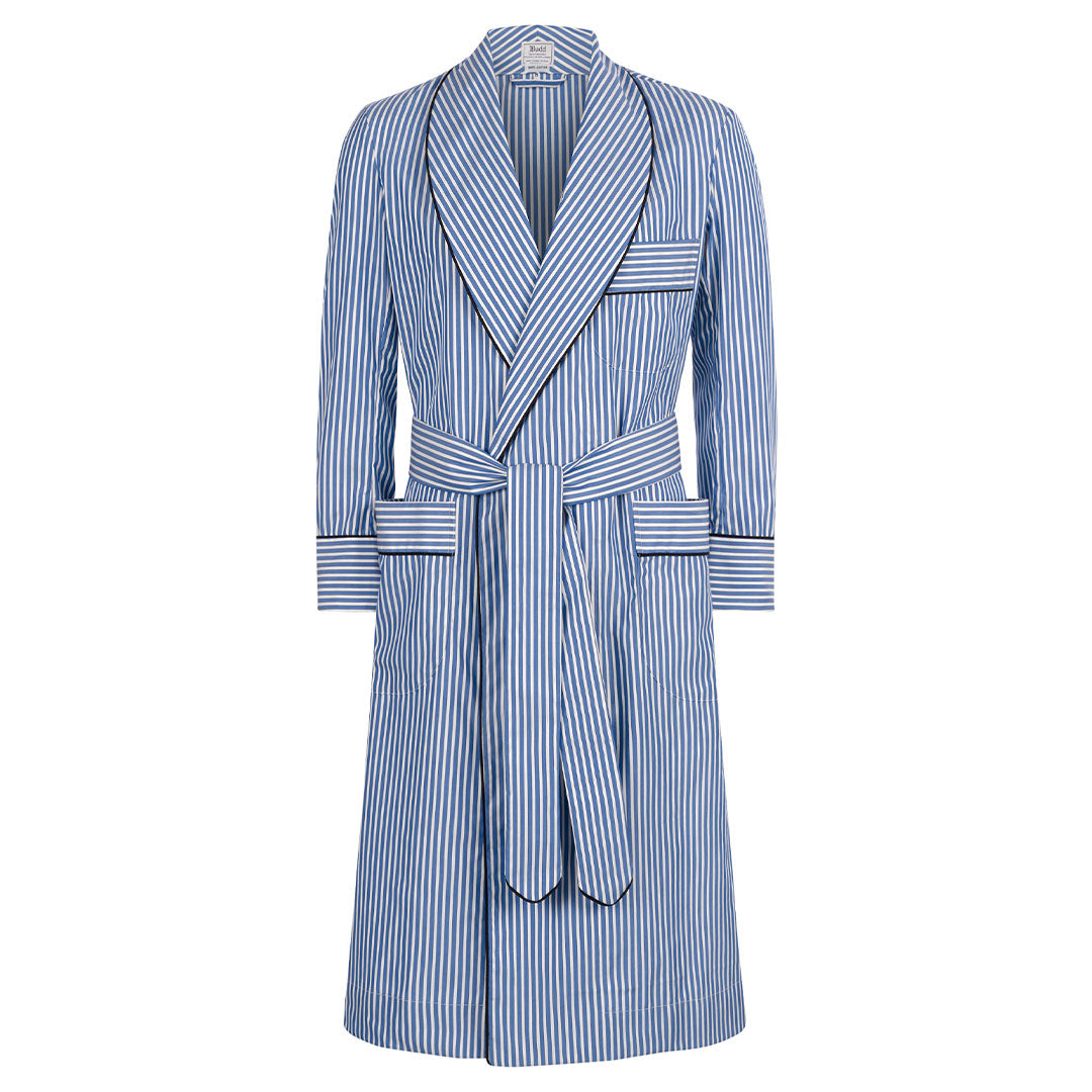 Exclusive Budd Stripe Cotton Dressing Gown In Edwardian