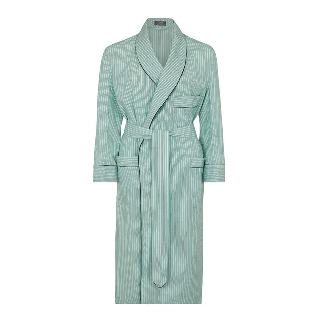 Exclusive Budd Stripe Cotton Dressing Gown in Mint