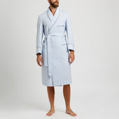Exclusive Budd Stripe Cotton Dressing Gown in Sky Blue