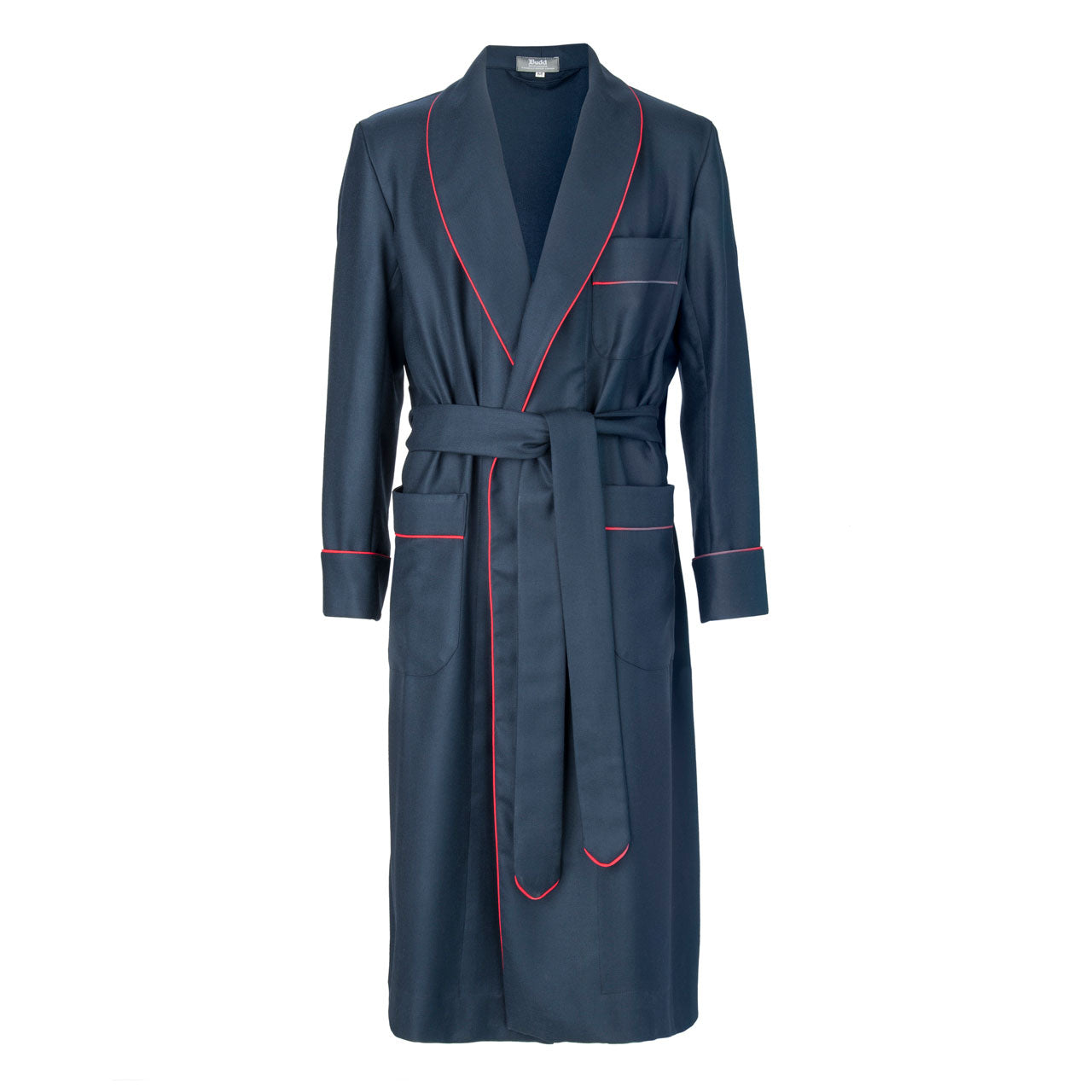 Plain Wool Dressing Gown In And Red