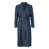 Plain Wool Dressing Gown in Navy and Red