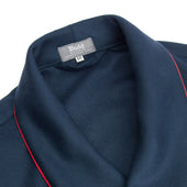 Plain Wool Dressing Gown in Navy and Red