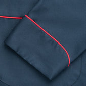 Plain Wool Dressing Gown in Navy and Red