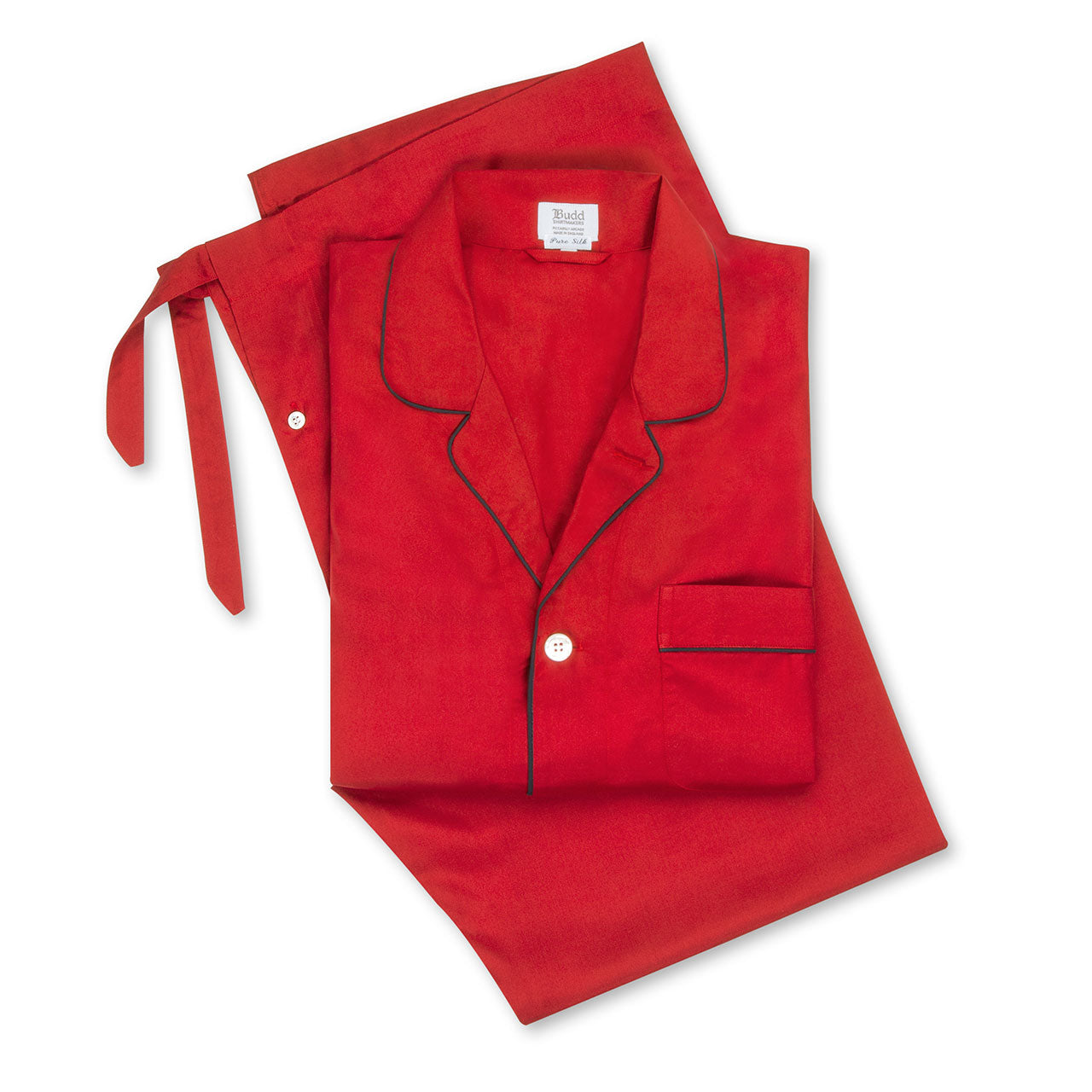 Plain Silk Pyjamas In Red