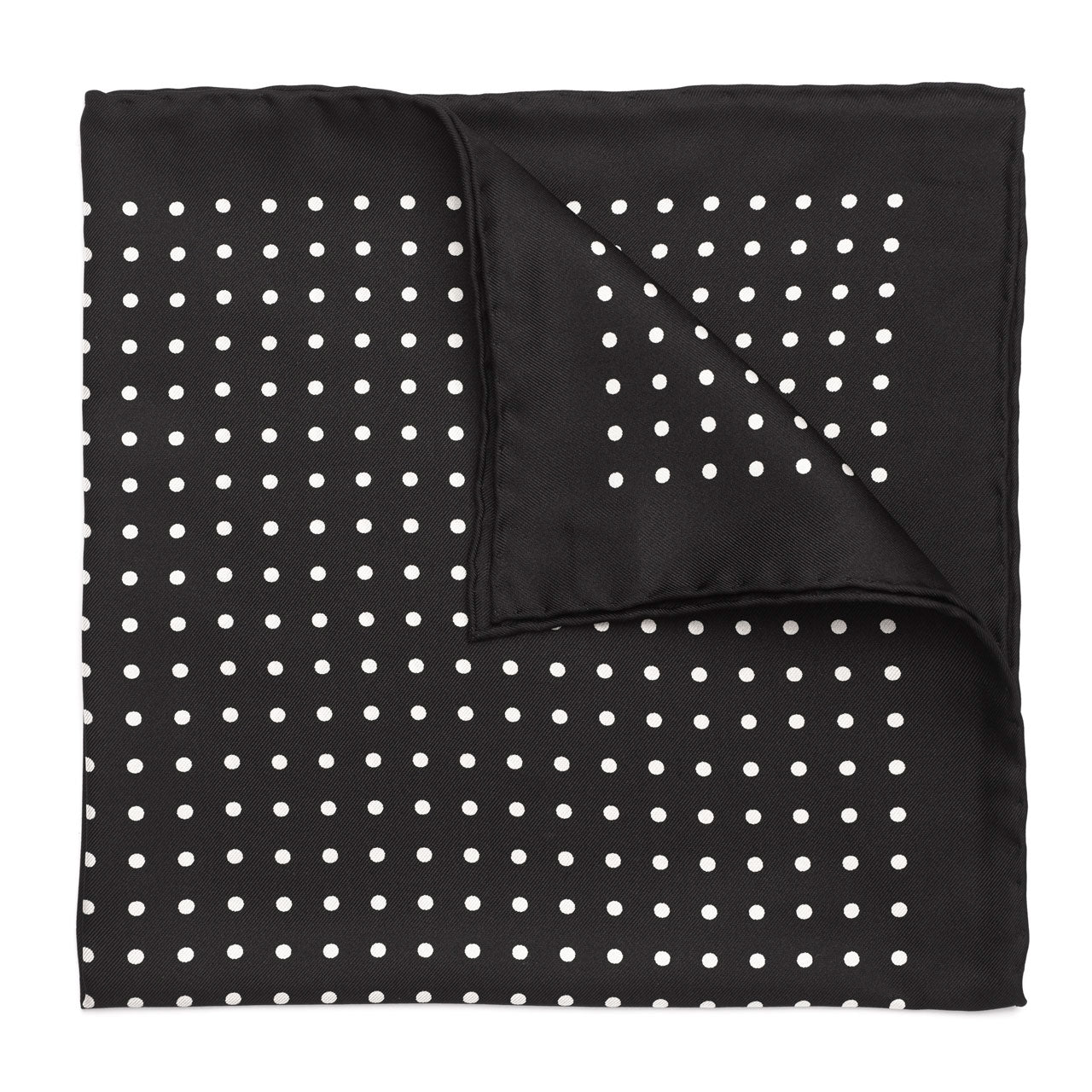 Medium Spot Silk Pocket Square In And White