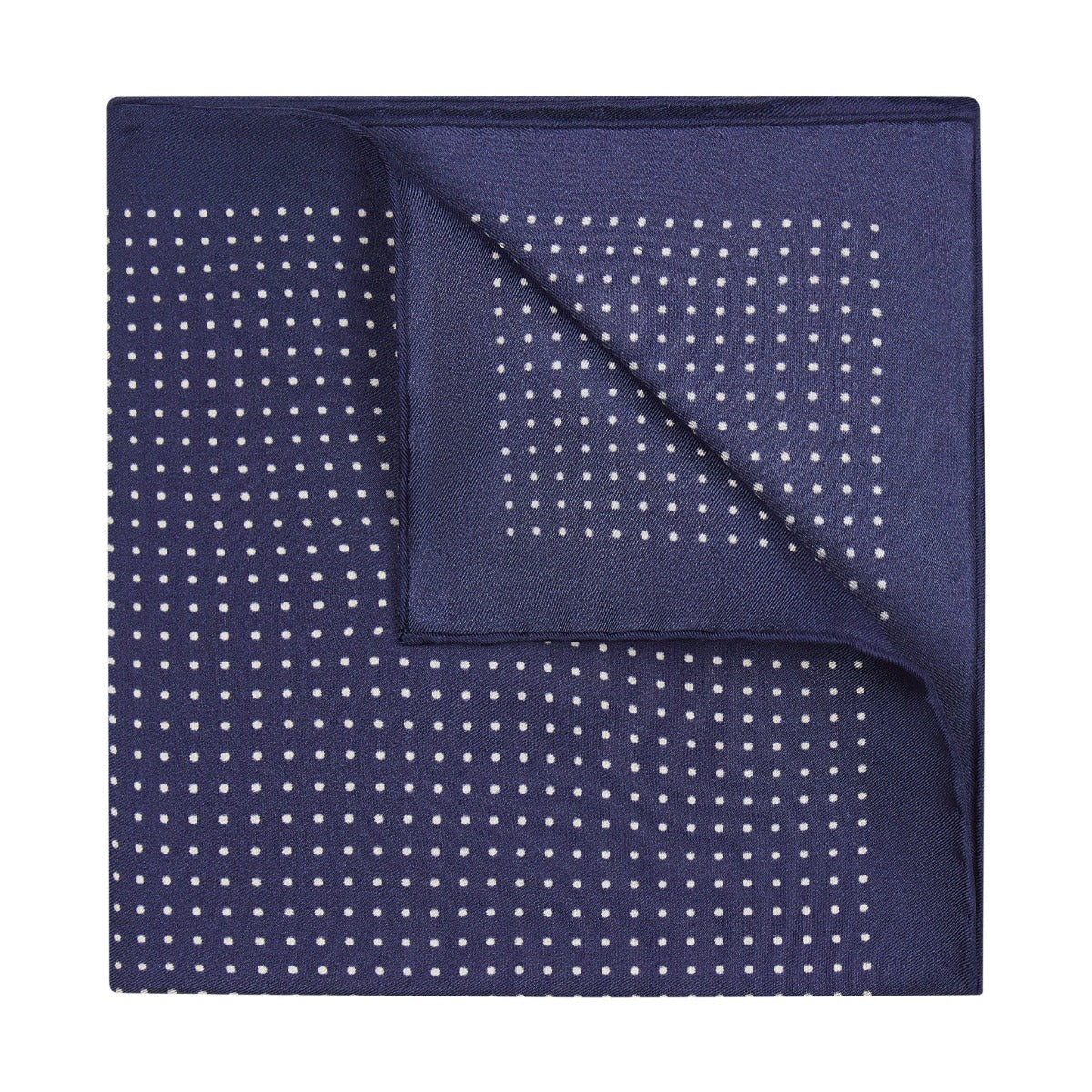 Spot Silk Pocket Square In And White