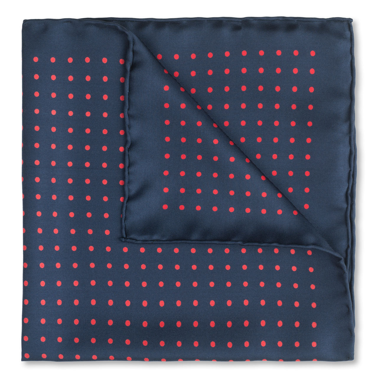 Medium Spot Silk Pocket Square In And Red