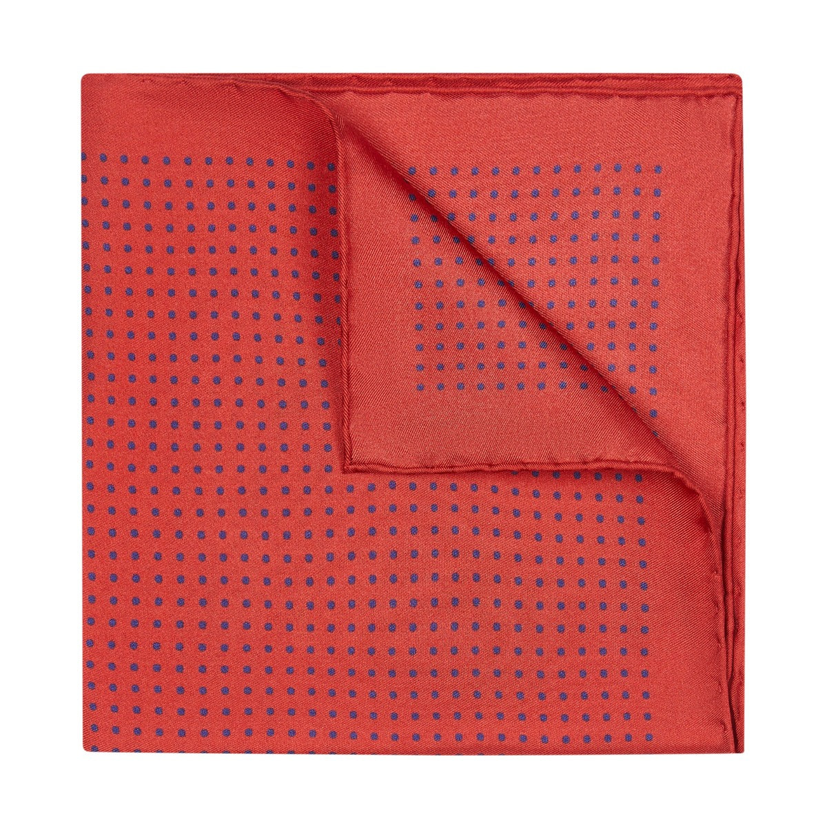 Spot Silk Pocket Square In Red And Navy