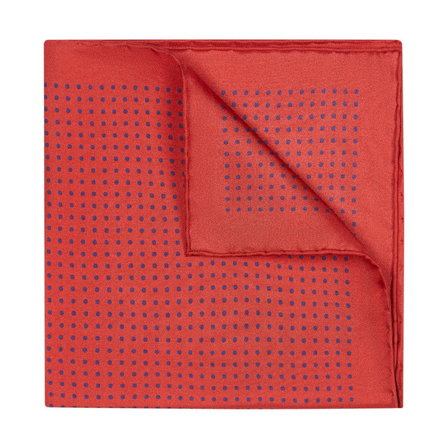 Spot Silk Pocket Square in Red and Navy