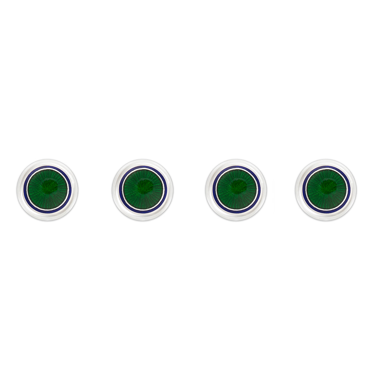Sunburst Silver Cloisonne Dress Shirt Studs In Green
