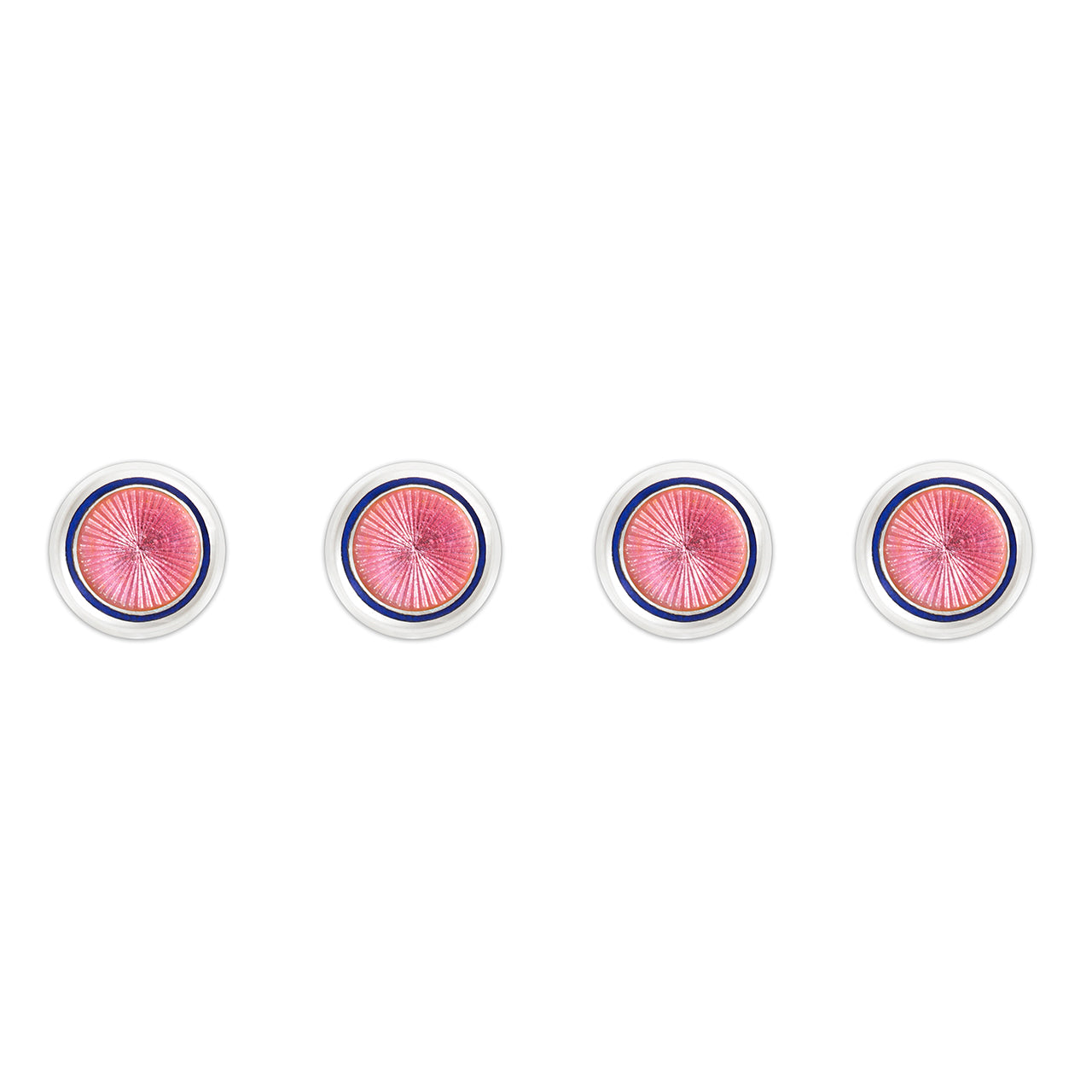 Sunburst Silver Cloisonne Dress Shirt Studs In Pink