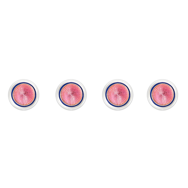 Sunburst Silver Cloisonne Dress Shirt Studs in Pink