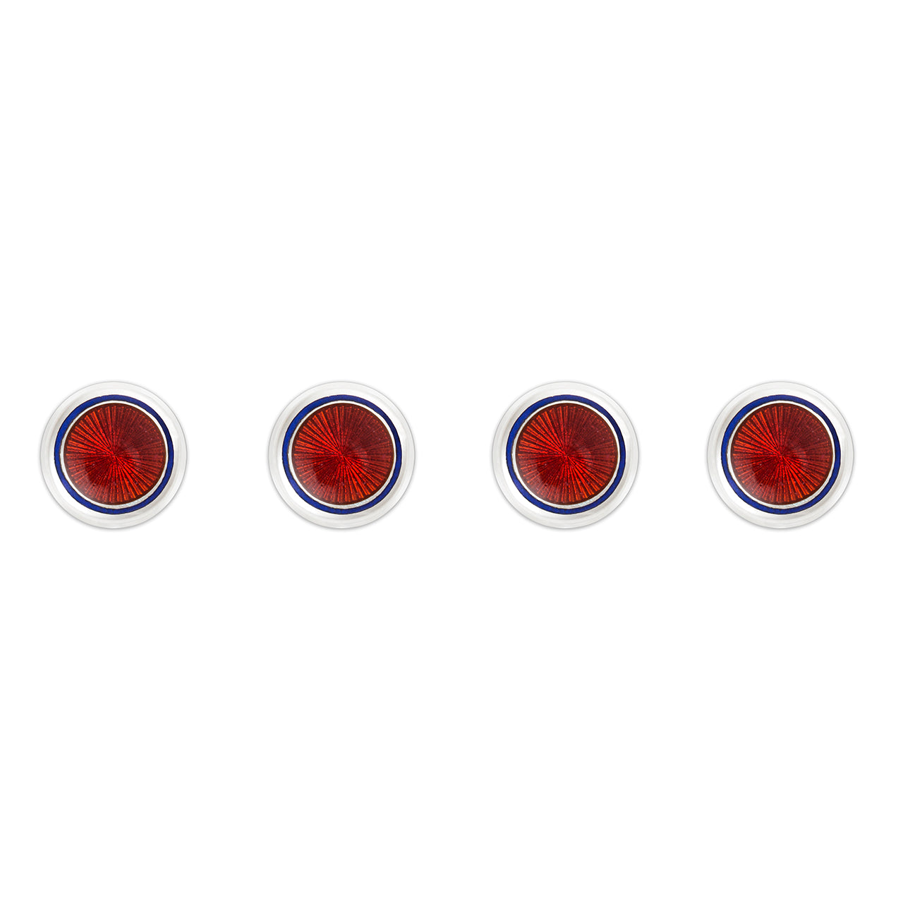 Sunburst Silver Cloisonne Dress Shirt Studs In Red