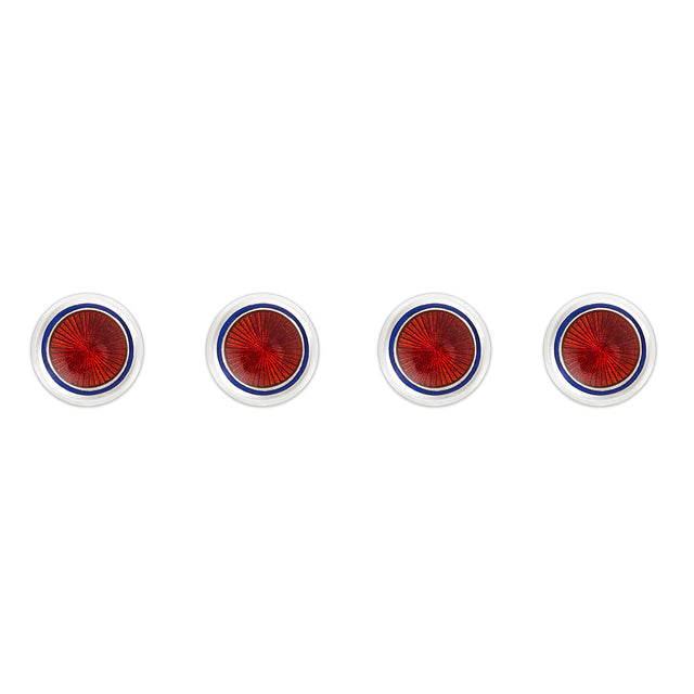 Sunburst Silver Cloisonne Dress Shirt Studs in Red