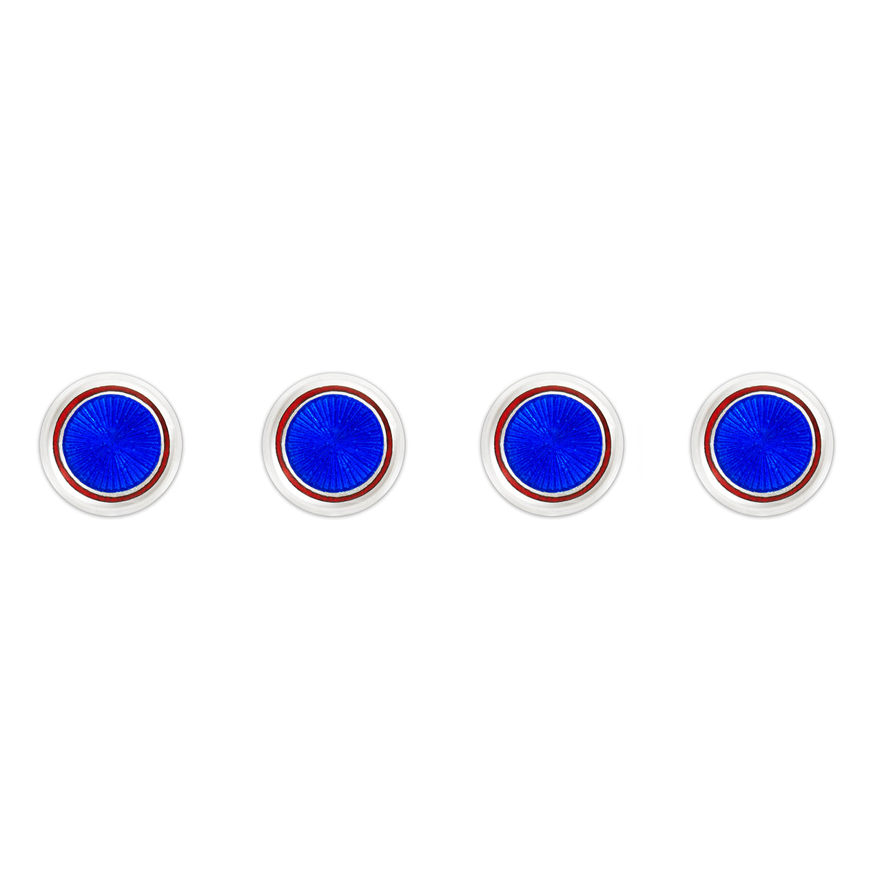 Sunburst Silver Cloisonne Dress Shirt Studs In Royal And Red