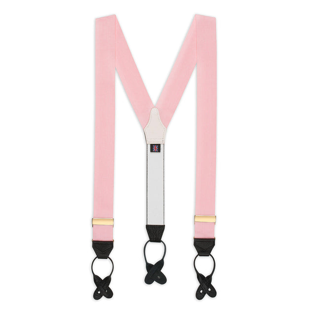 Plain Barathea Braces with Button in Hydranger Pink