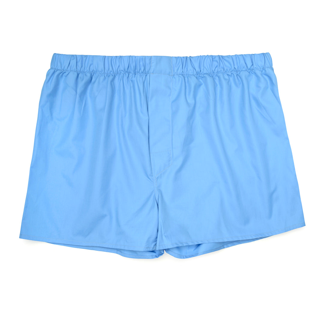 Plain Cotton Classic Boxer Shorts In Saxe