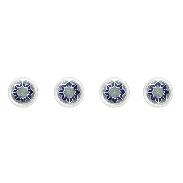 Funky Star Silver Cloisonne Shirt Studs in Grey